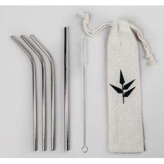 BANBU set pajitas acero inoxidable+limpiador 4uds.