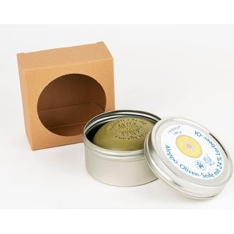 SABONETE EM PASTILHA alepo 24%+laurel+caixa metalica