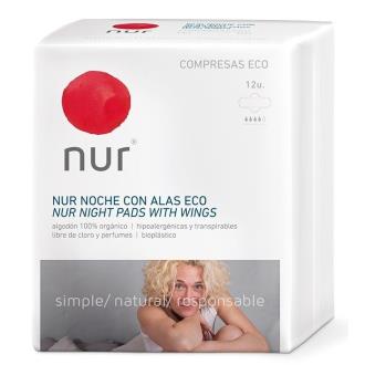 NUR compresa ultra noche con alas 12uds. ECO